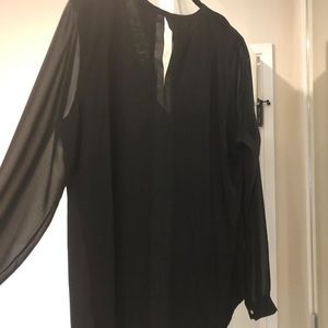 Black blouse. Gauze sleeves